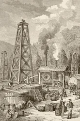 Un puits de pétrole en Pennsylvanie au XIXe siècle, USA